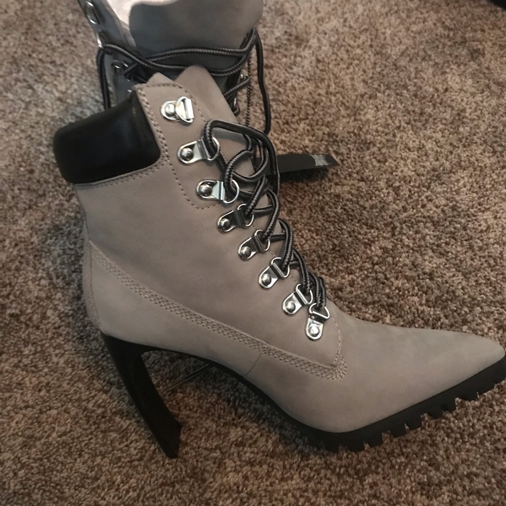 Dolls Kill Darker Wavs Snare Suede Pointed Toe Heeled Work Boots